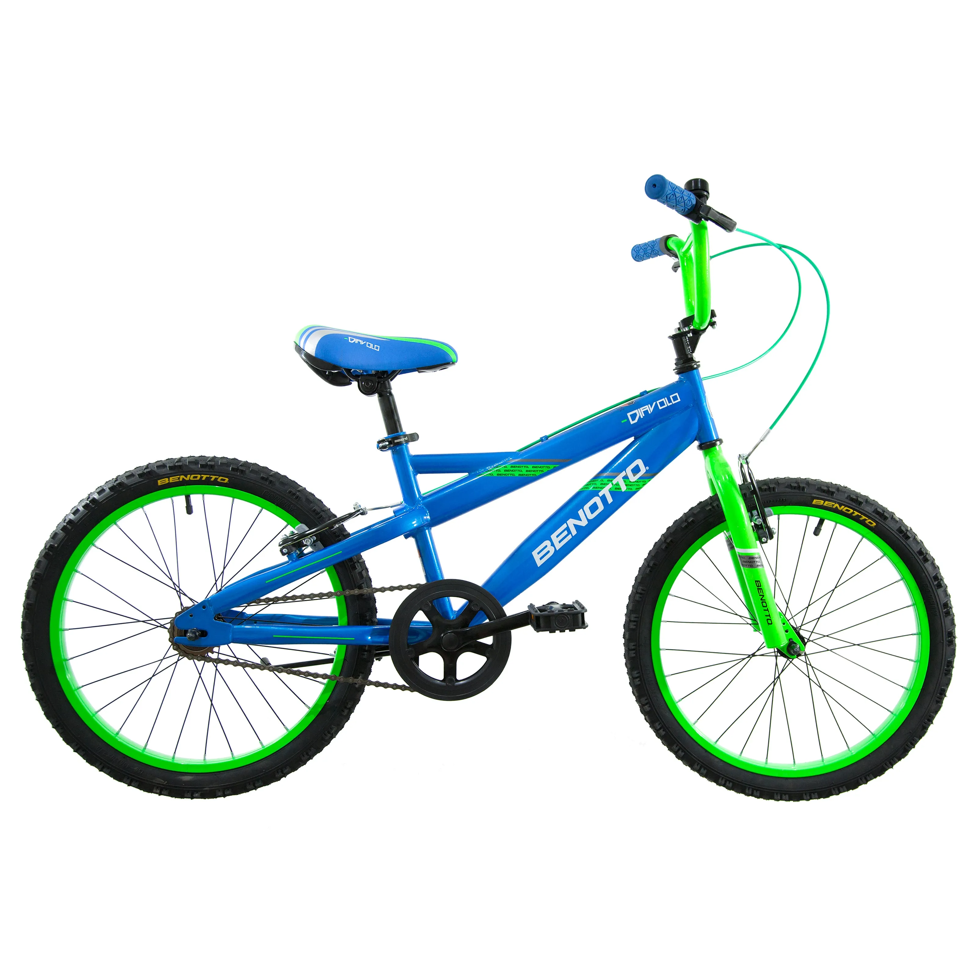 Bicicleta BENOTTO Cross DIAVOLO R20 1V. Nio Frenos 'V' Acero Azul/Verde Neon Talla:UN