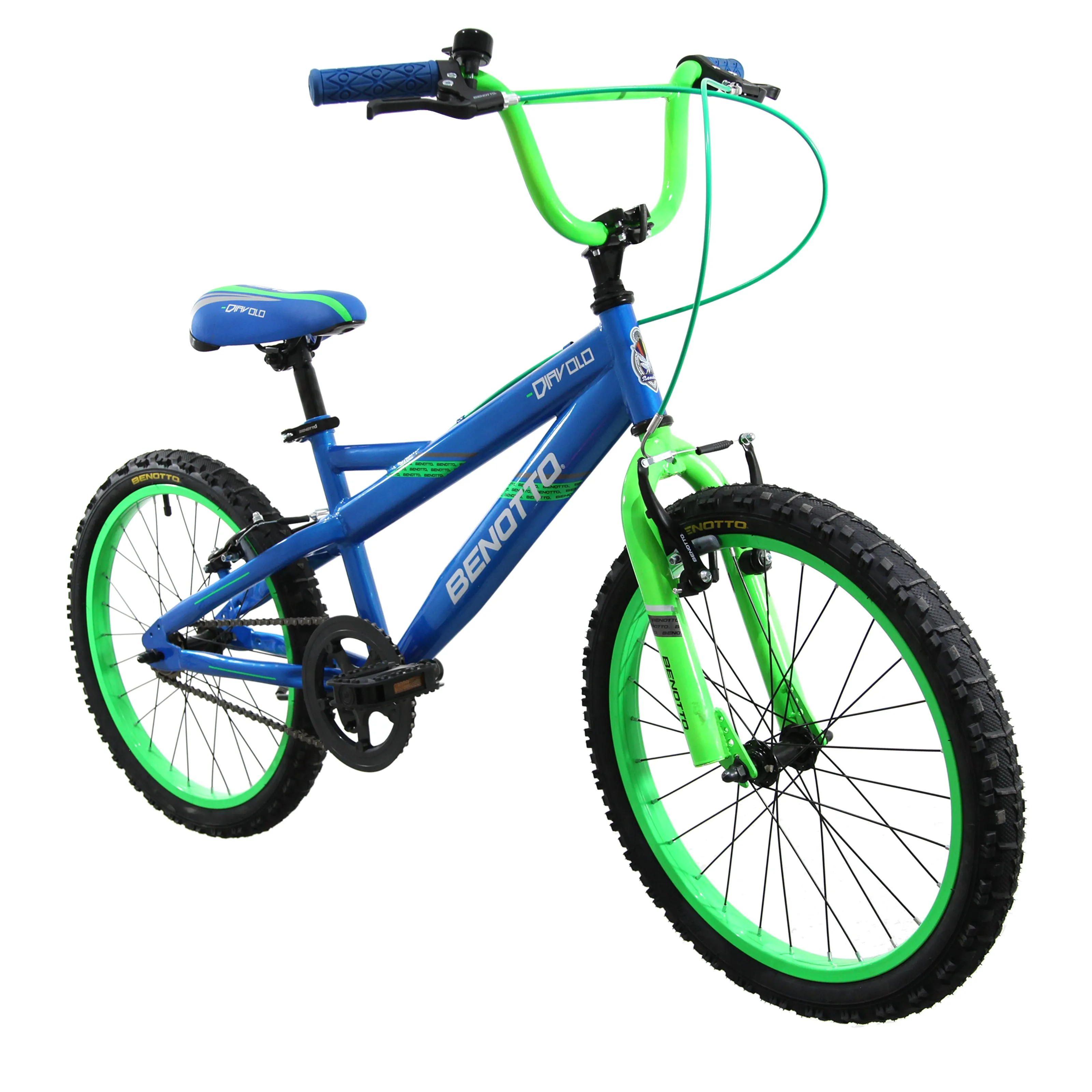Bicicleta BENOTTO Cross DIAVOLO R20 1V. Nio Frenos 'V' Acero Azul/Verde Neon Talla:UN