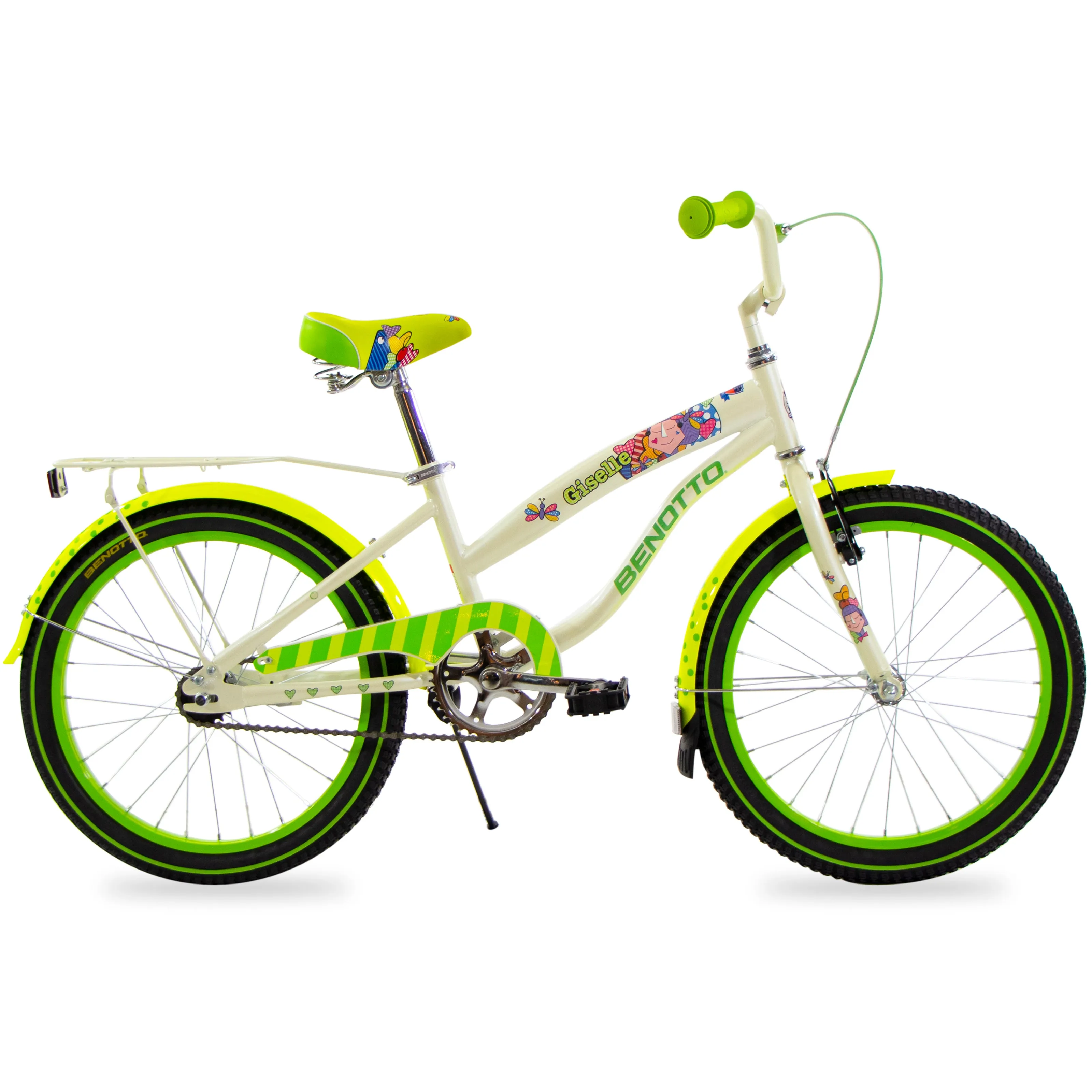 Bicicleta BENOTTO Cross GISELLE R20 1V. Nia Frenos Contrapedal Crema Calcomania Verde Claro Talla:UN