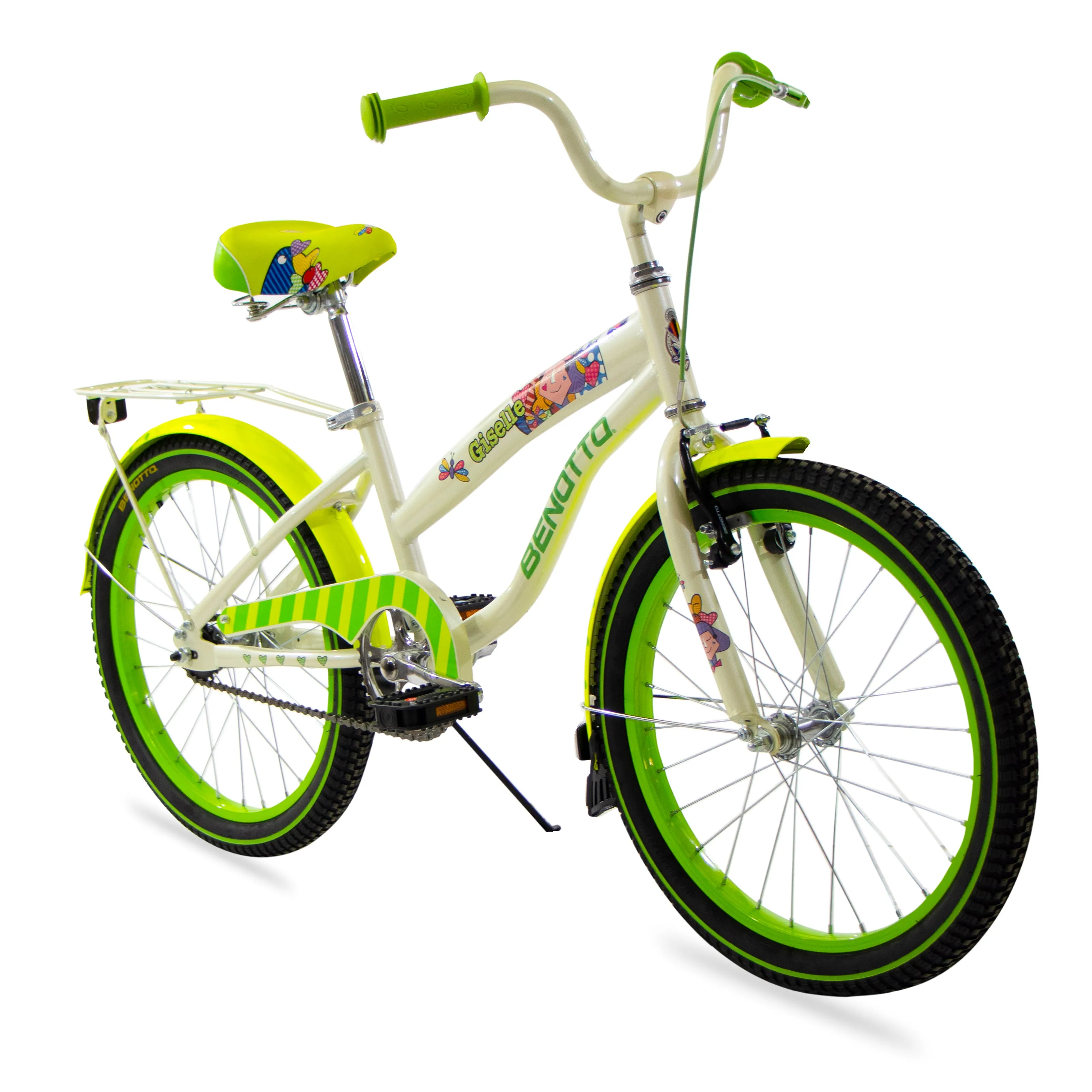 Bicicleta BENOTTO Cross GISELLE R20 1V. Nia Frenos Contrapedal Crema Calcomania Verde Claro Talla:UN