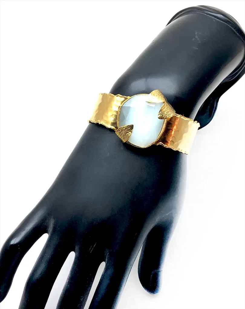 BRAZALETES  MUJER DORADO CON BAÑO DE ORO Y PIEDRAS BLANCAS