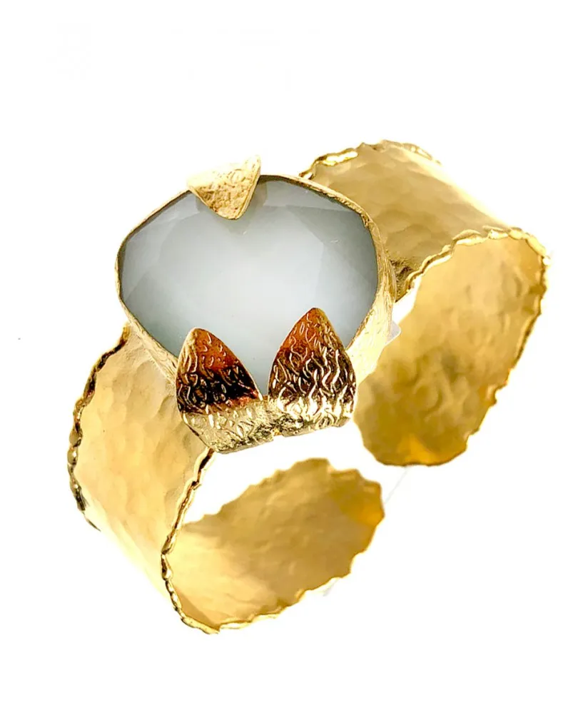 BRAZALETES  MUJER DORADO CON BAÑO DE ORO Y PIEDRAS BLANCAS