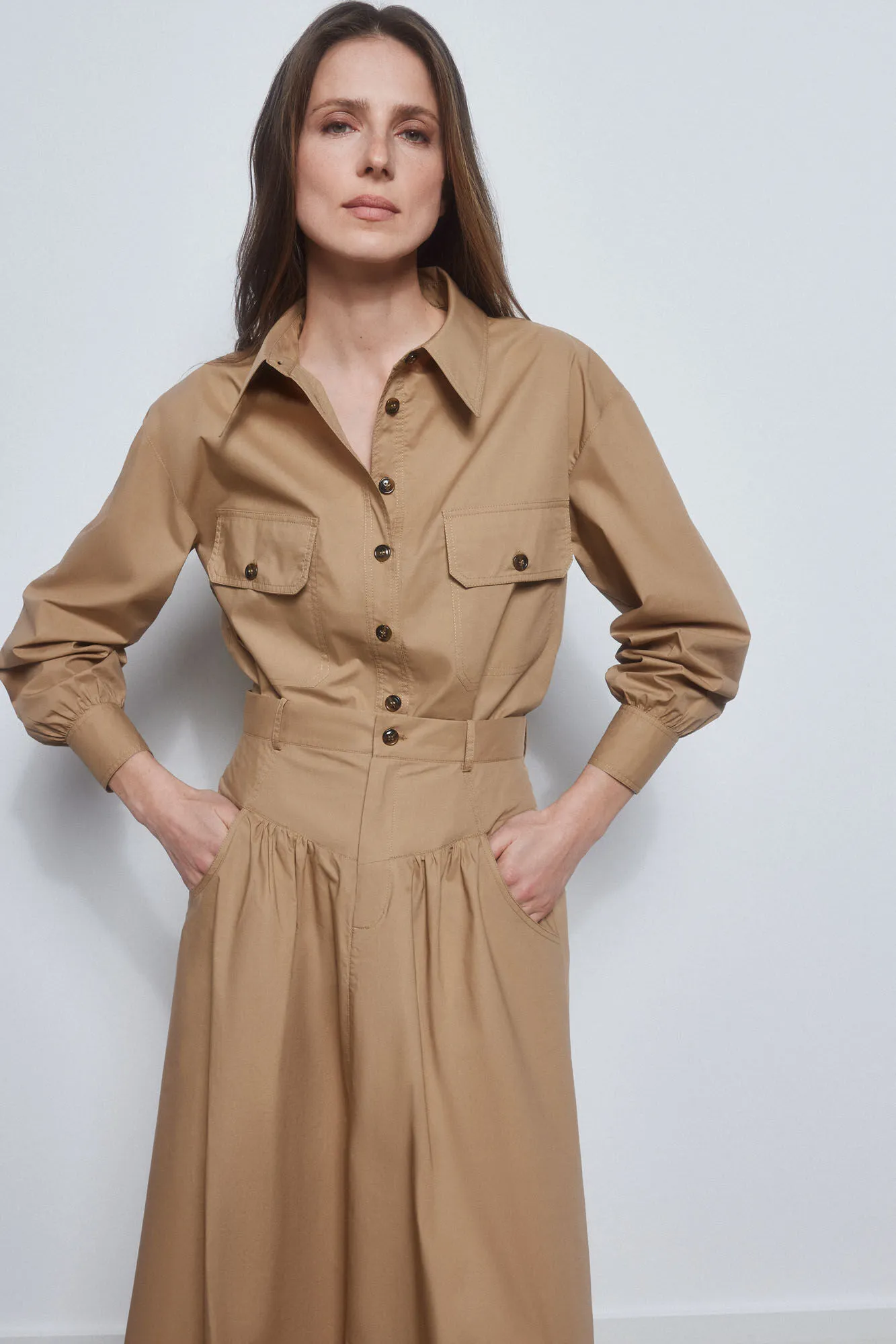 Camisa utility en popelin