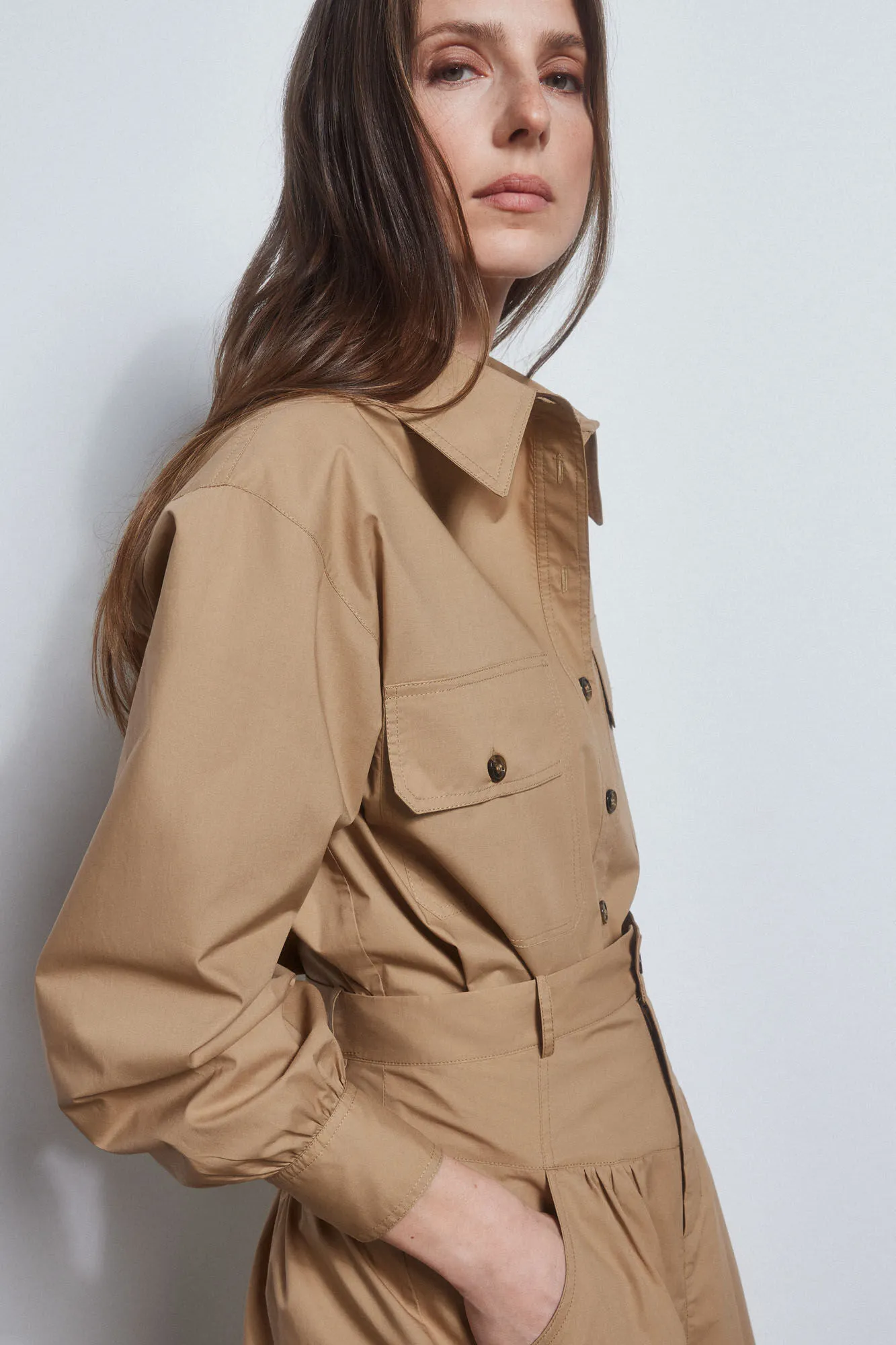 Camisa utility en popelin