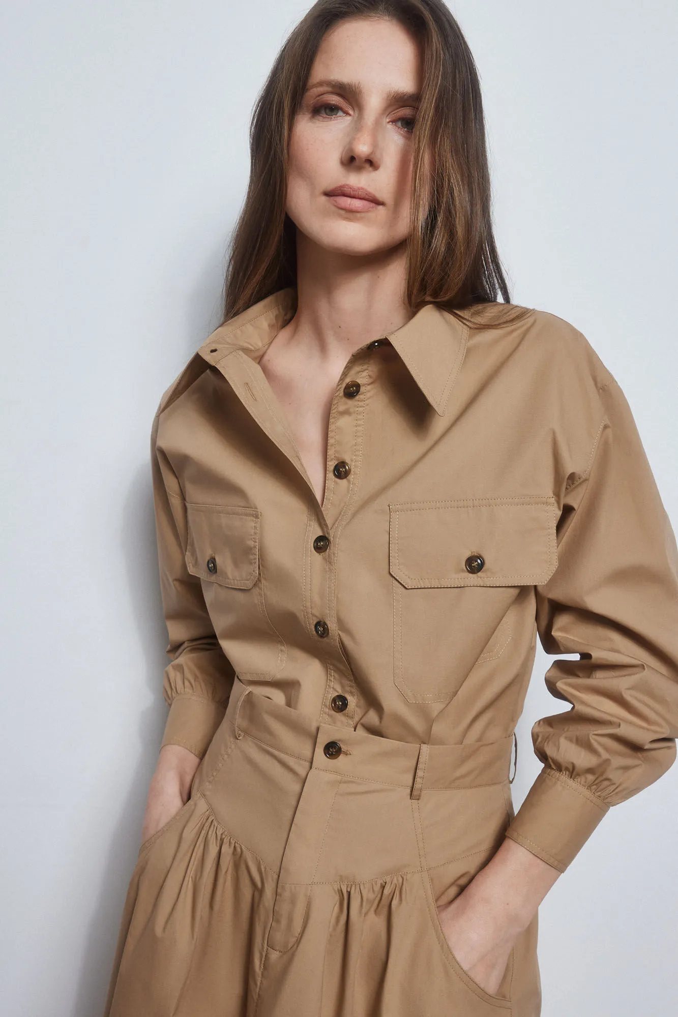 Camisa utility en popelin