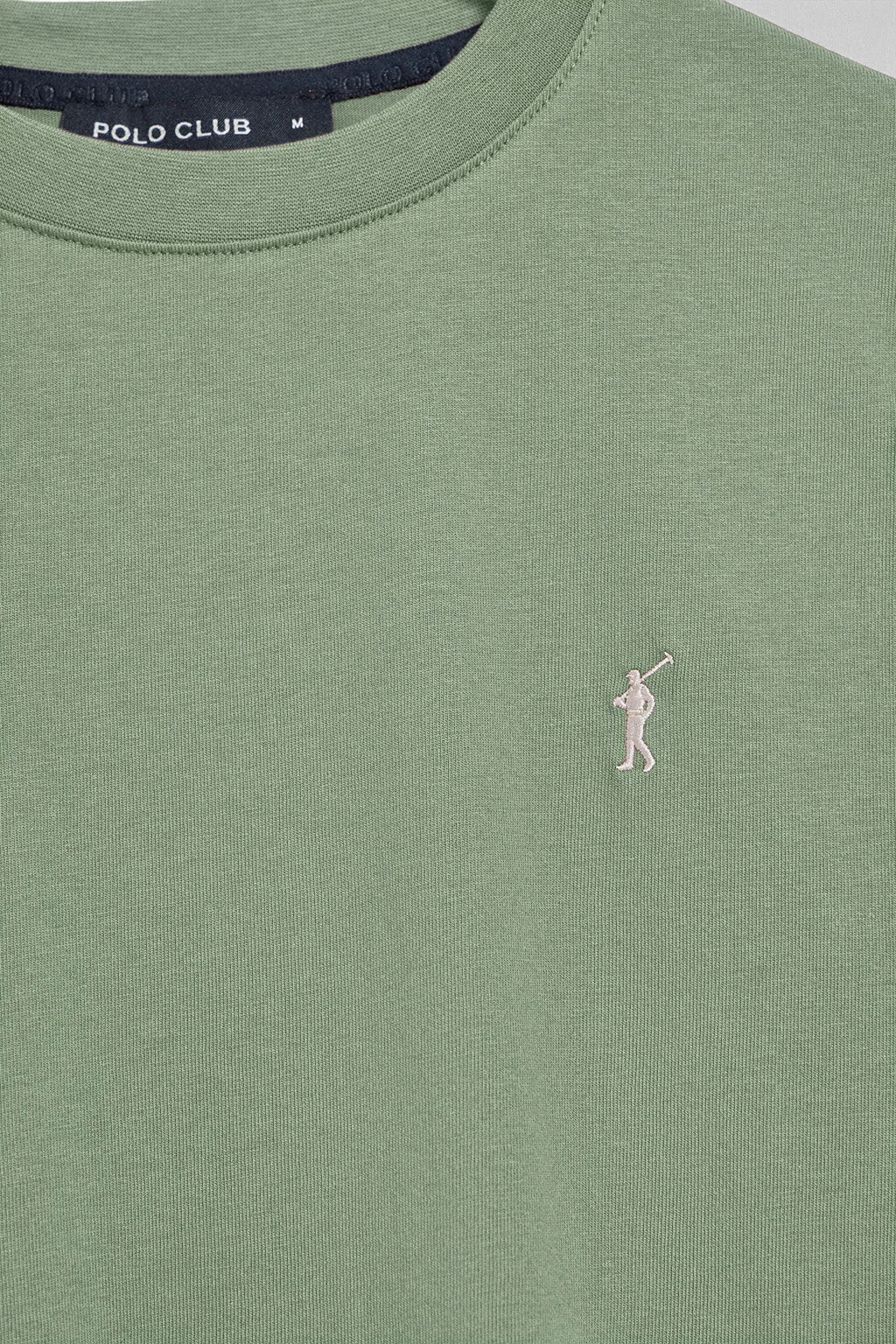Camiseta color verde jade con cuello redondo y logo bordado Rigby Go