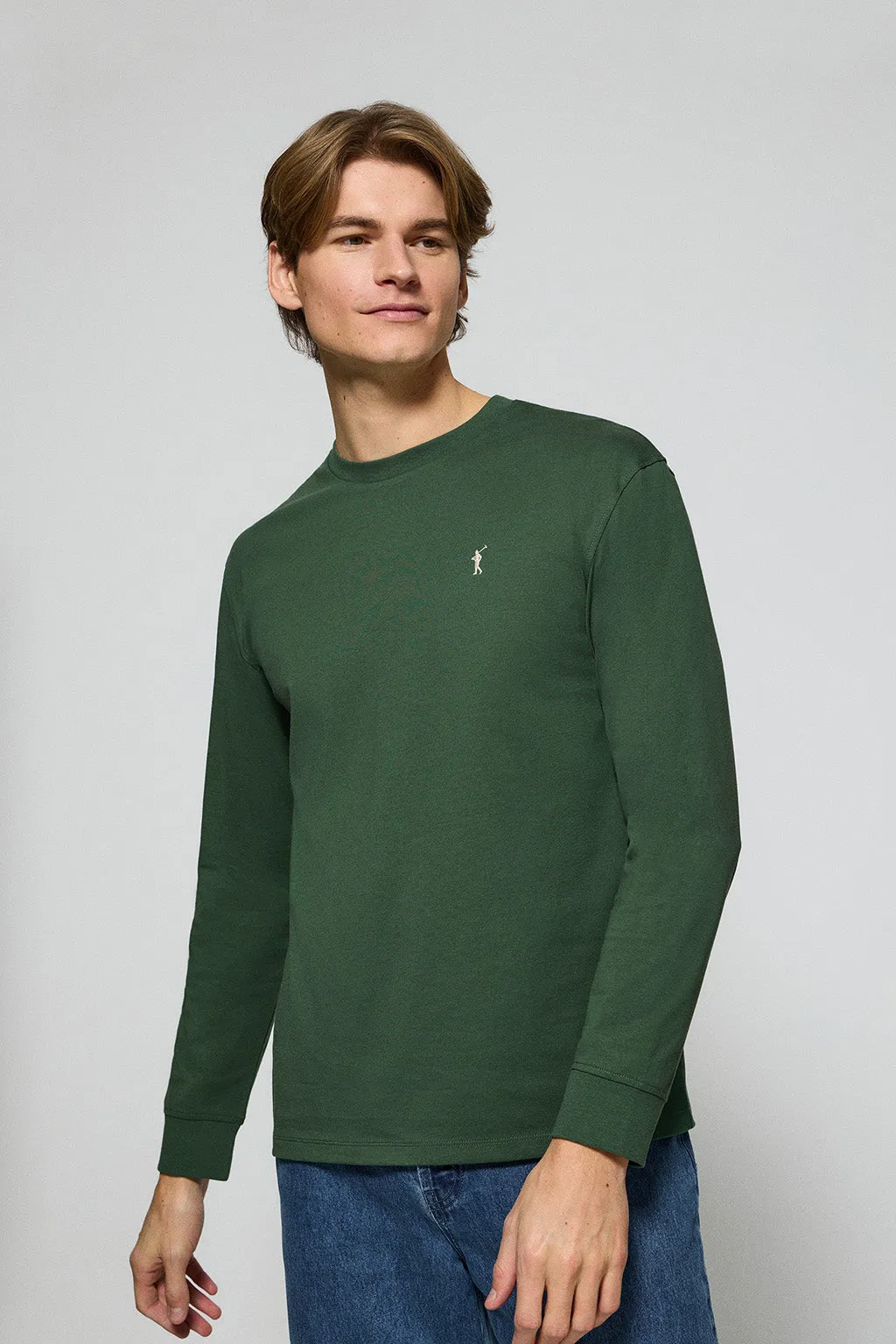 Camiseta de manga larga verde con logo bordado Rigby Go
