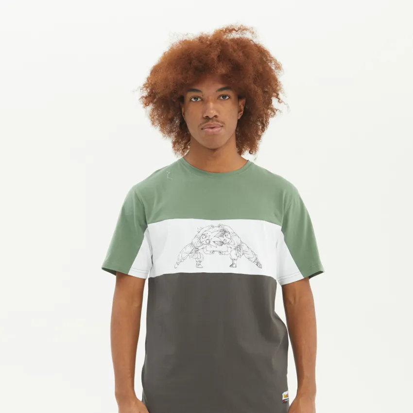 CAMISETA HYDROPONIC HOMBRE MANGA CORTA DRAGON BALL Z GOHANKS REFDB507 GREEN / WHITE / CHARCOAL VERDE BLANCA Y GRIS
