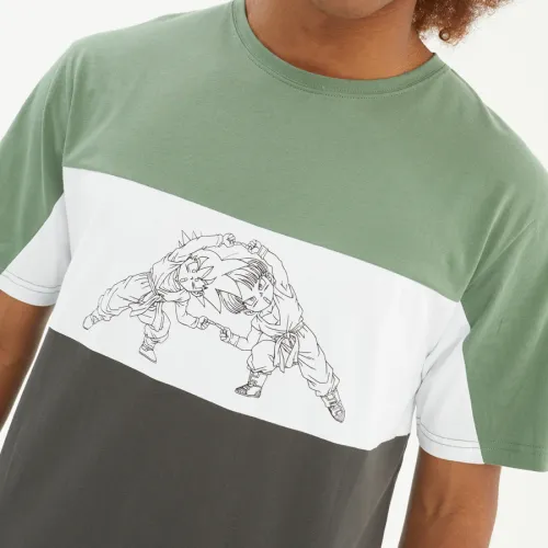 CAMISETA HYDROPONIC HOMBRE MANGA CORTA DRAGON BALL Z GOHANKS REFDB507 GREEN / WHITE / CHARCOAL VERDE BLANCA Y GRIS