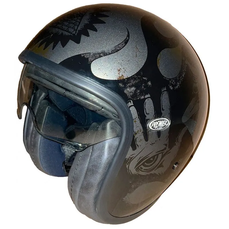CASCO MOTO JET VINTAGE BD U17 GRIS METAL  PREMIER