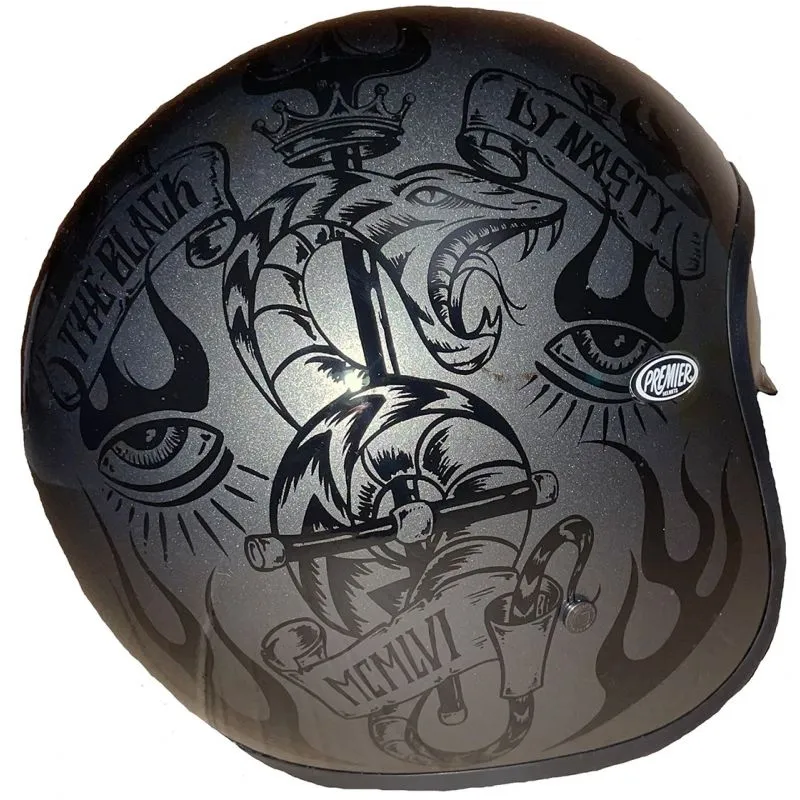 CASCO MOTO JET VINTAGE BD U17 GRIS METAL  PREMIER