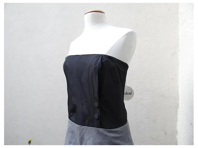Chloé Vestidos Negro Gris 