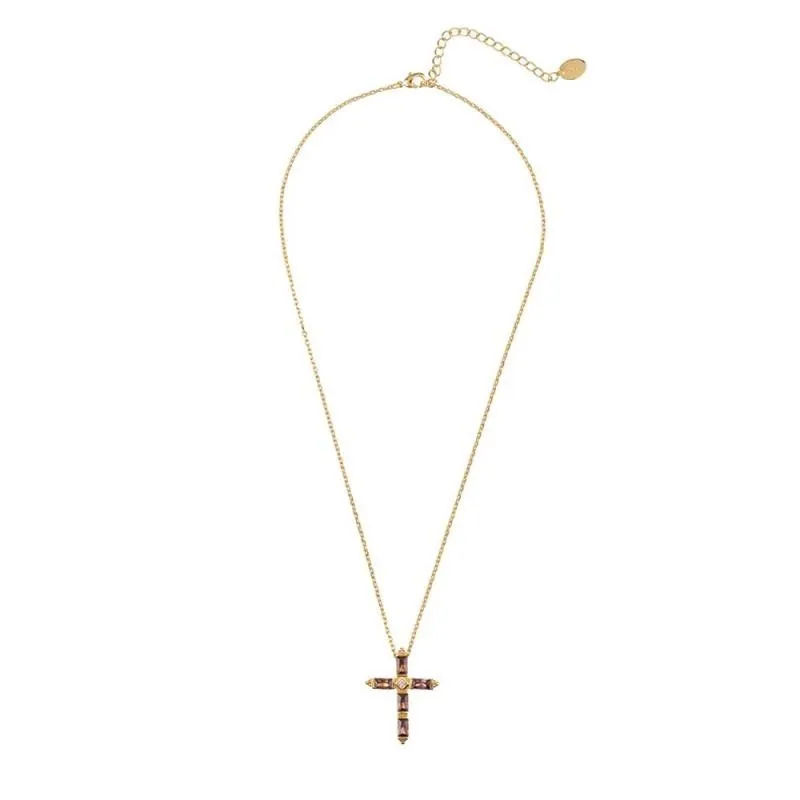 Collar AGATHA PARIS bañado en oro en forma de cruz