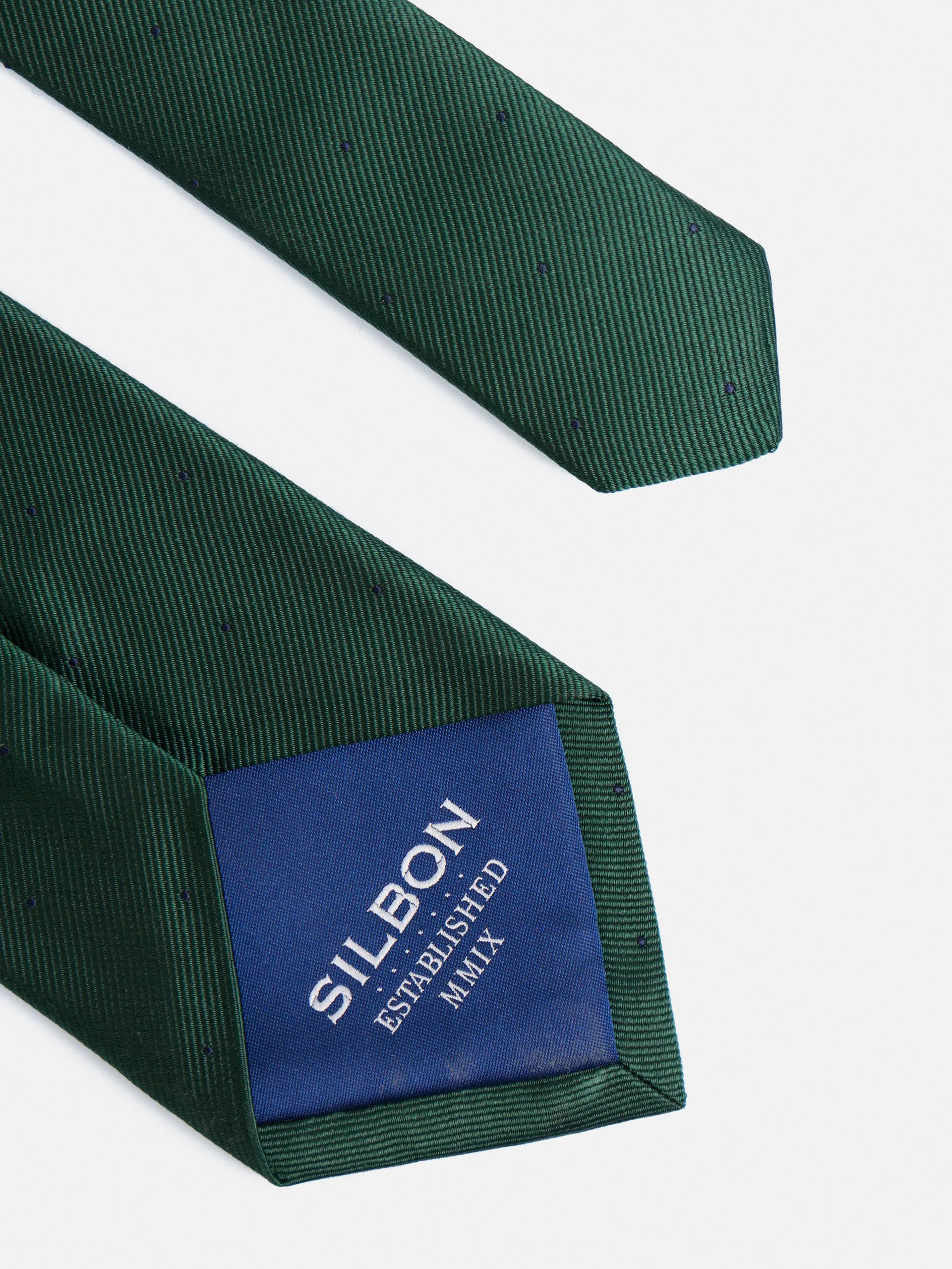 Corbata silbon mini puntos verde