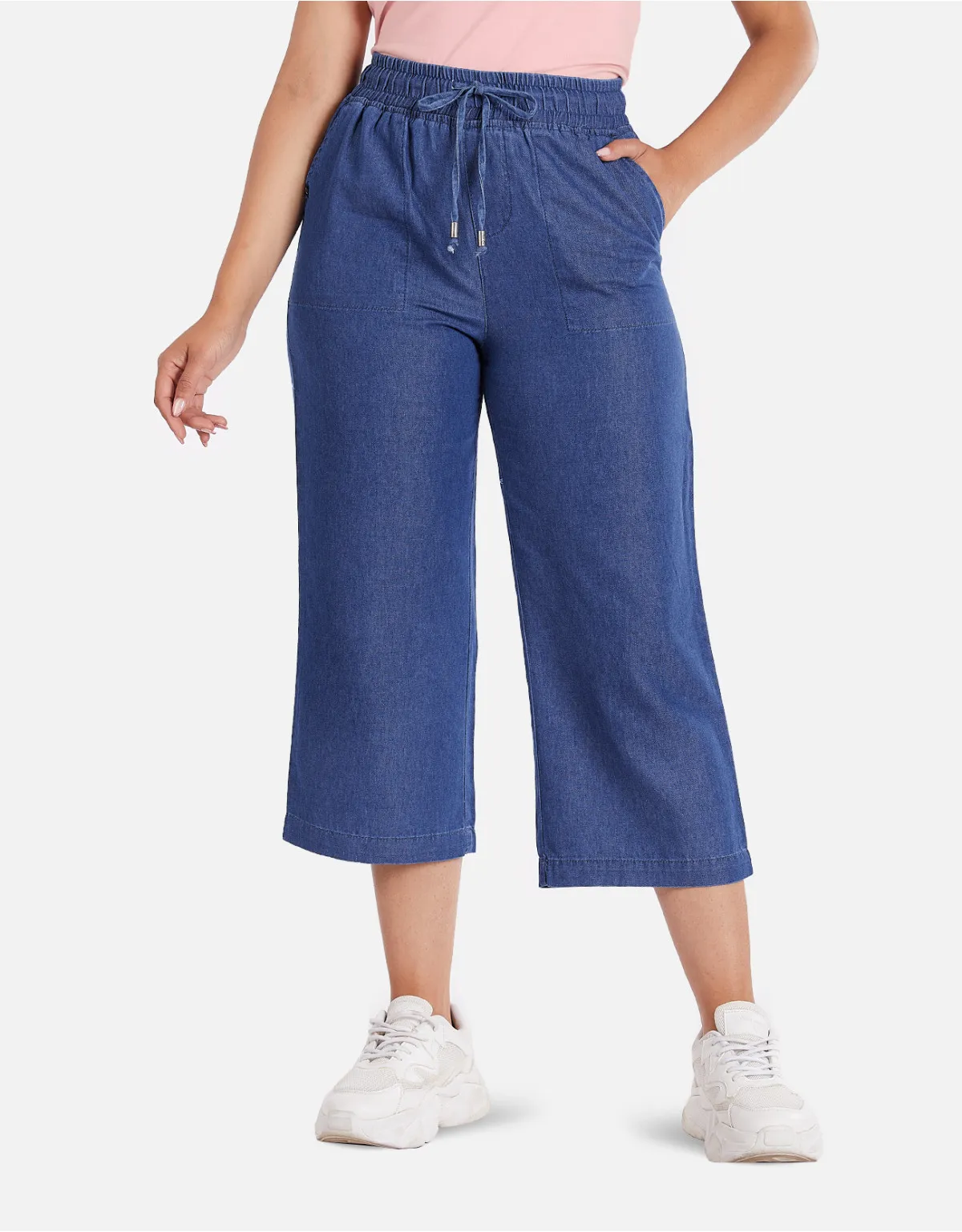 Cropped culotte azul tiro alto mm