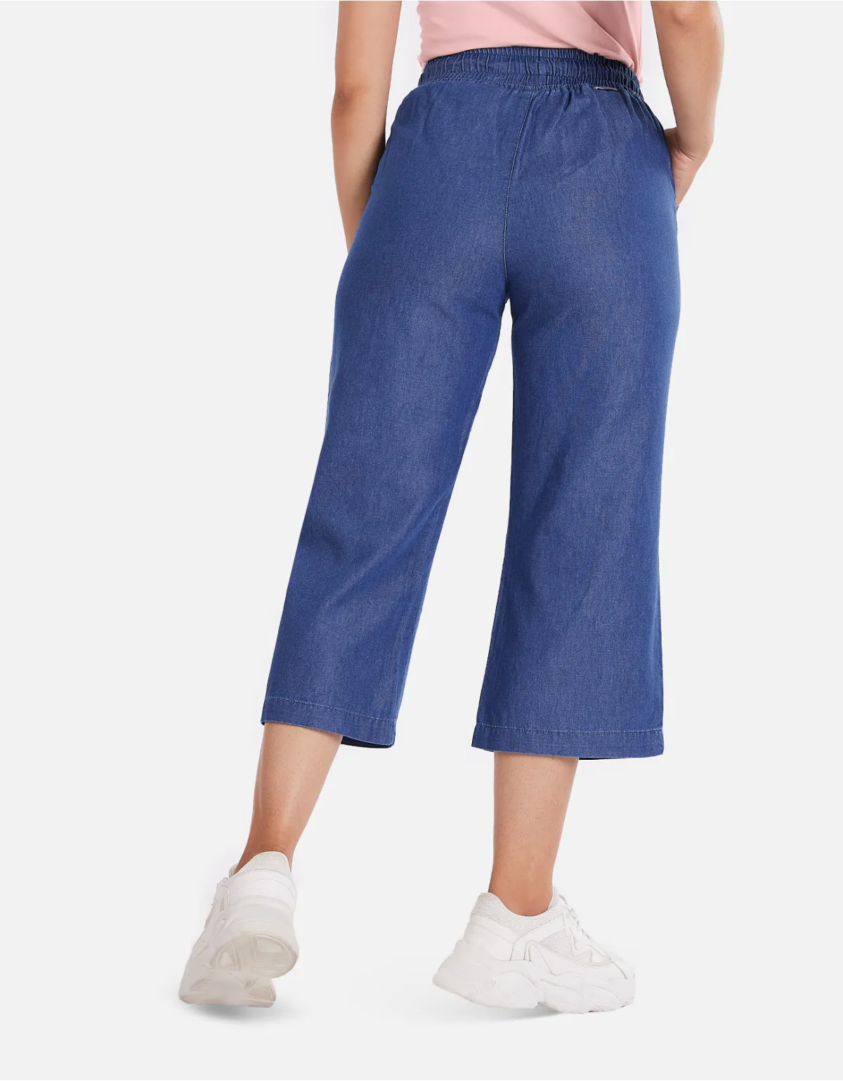 Cropped culotte azul tiro alto mm