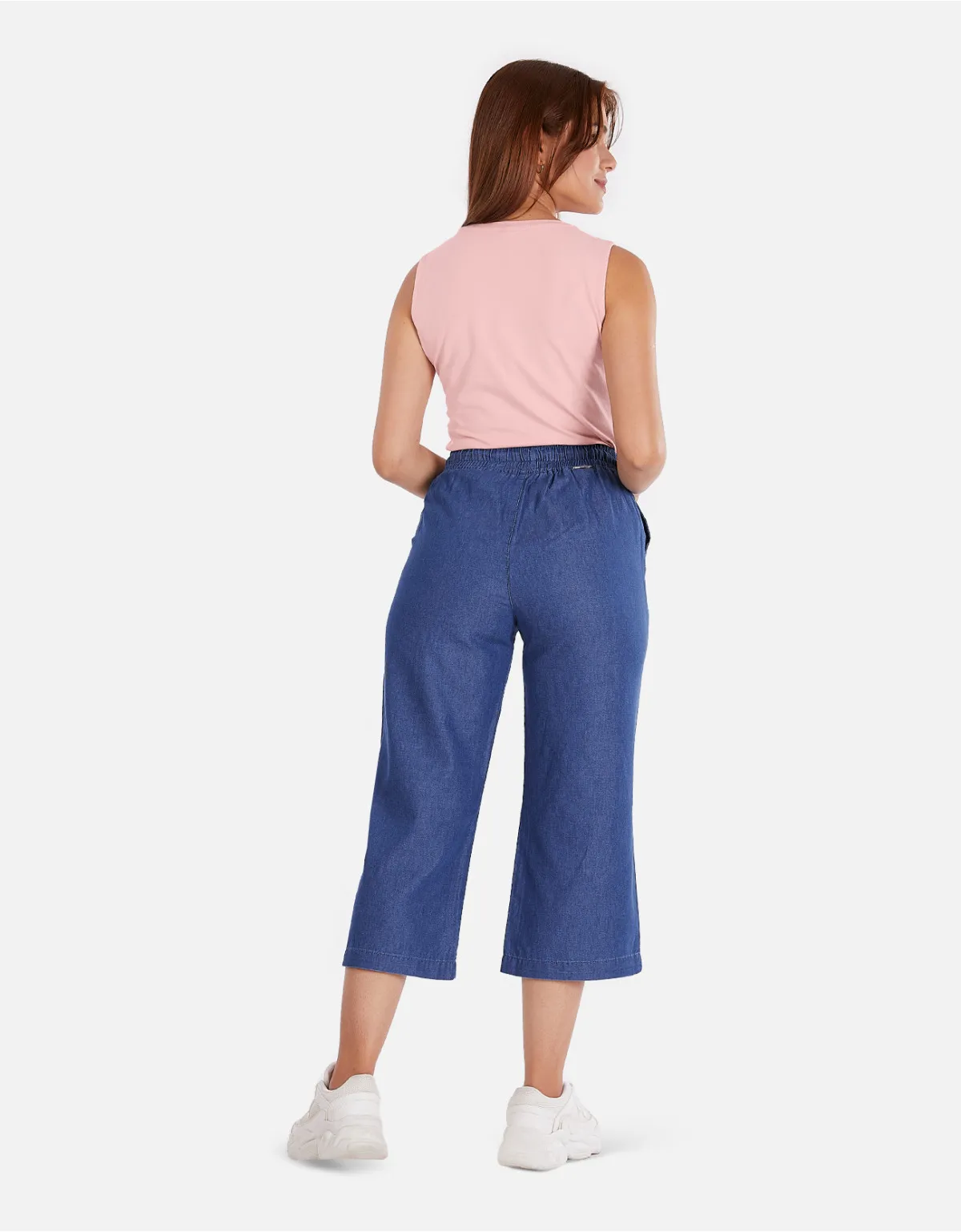 Cropped culotte azul tiro alto mm