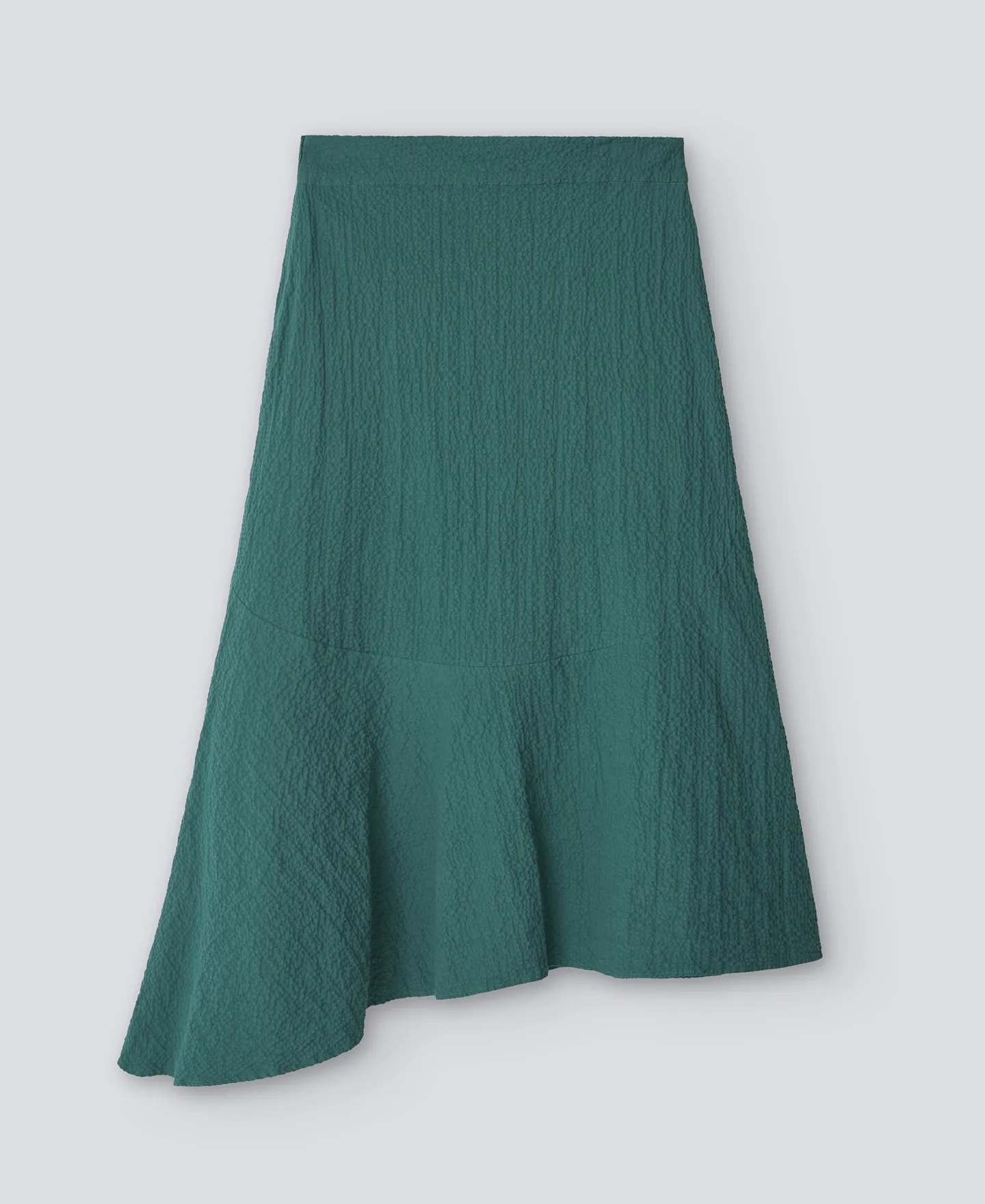 Falda asimétrica en algodón verde mujer