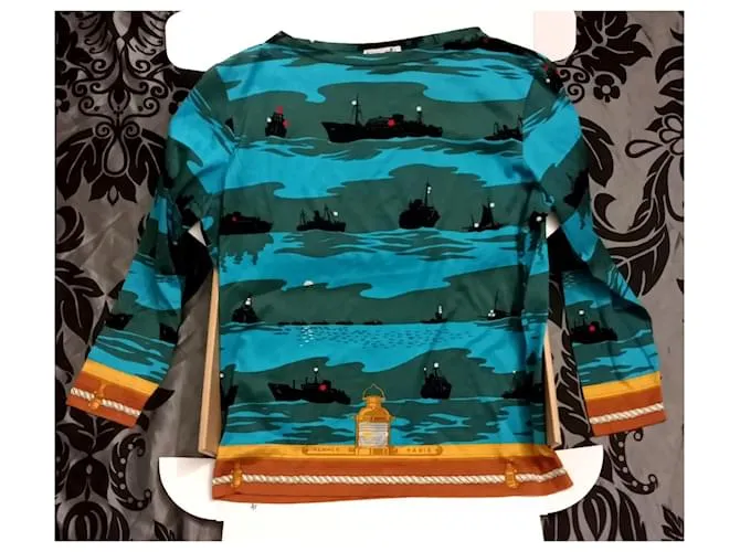 Hermès Tops Negro Azul Naranja Verde oscuro 