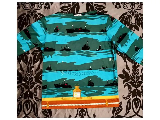 Hermès Tops Negro Azul Naranja Verde oscuro 