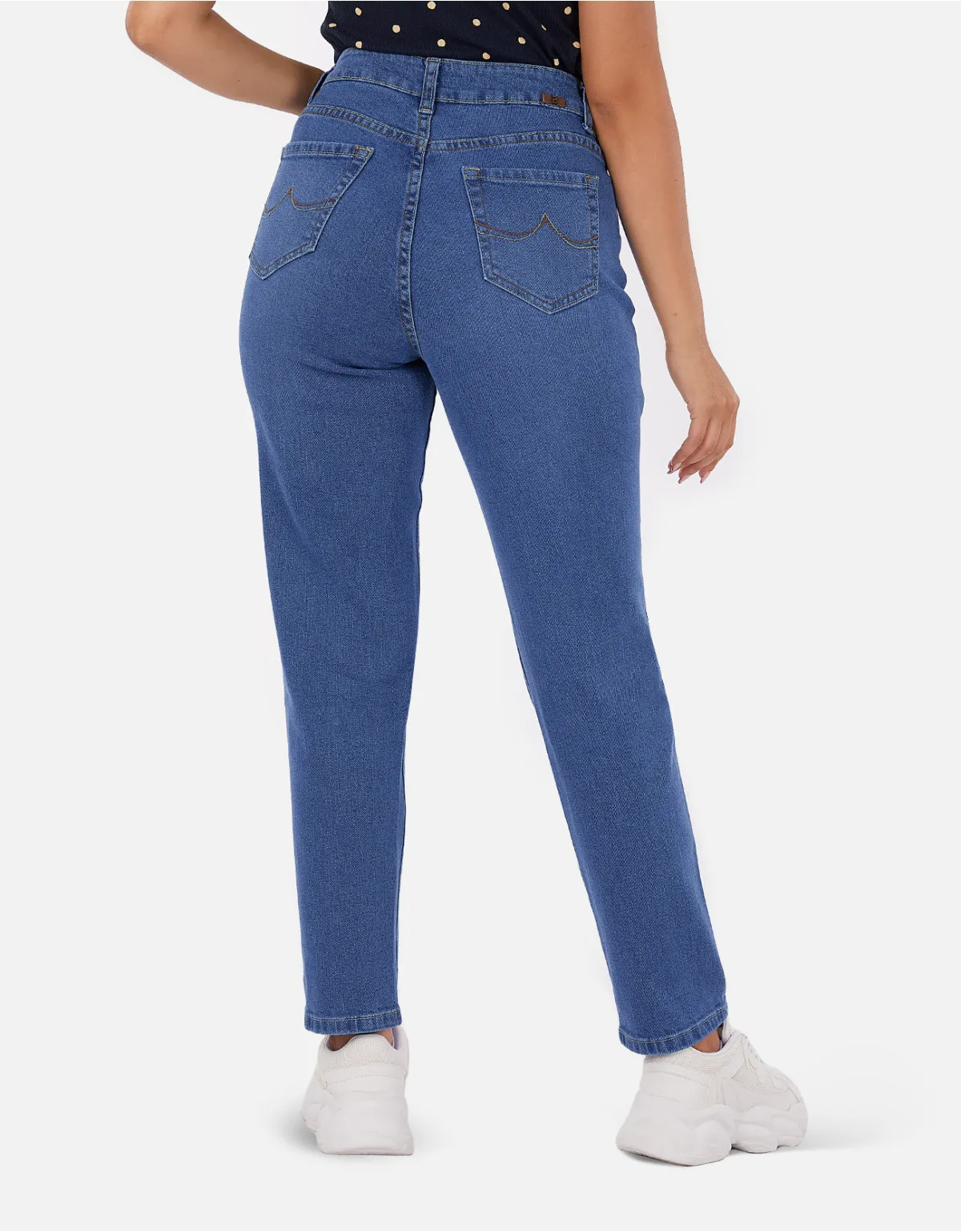 Jean boyfriend azul tiro alto mm