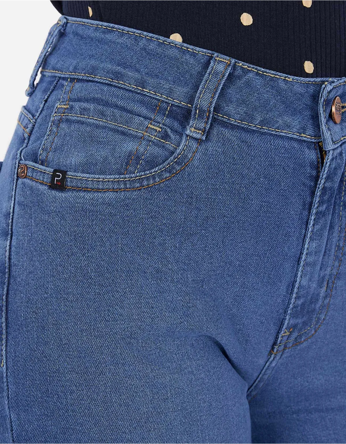 Jean boyfriend azul tiro alto mm