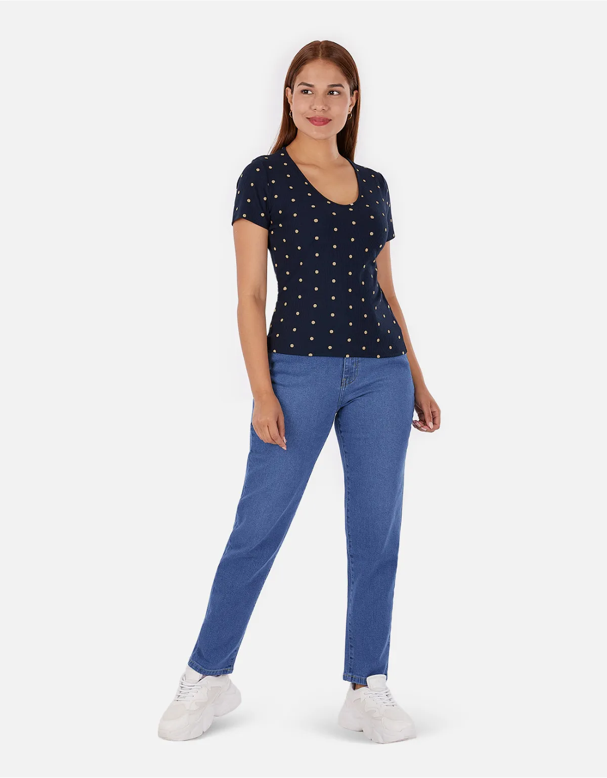 Jean boyfriend azul tiro alto mm