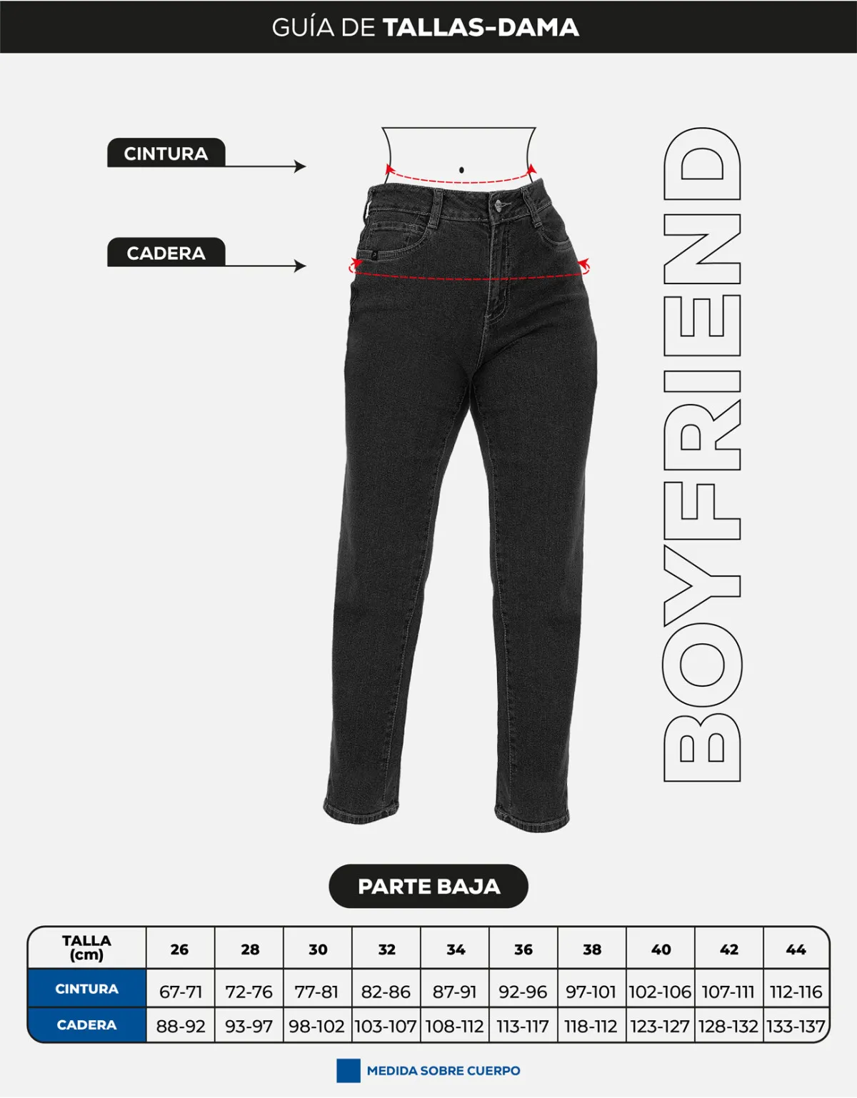 Jean boyfriend azul tiro alto mm