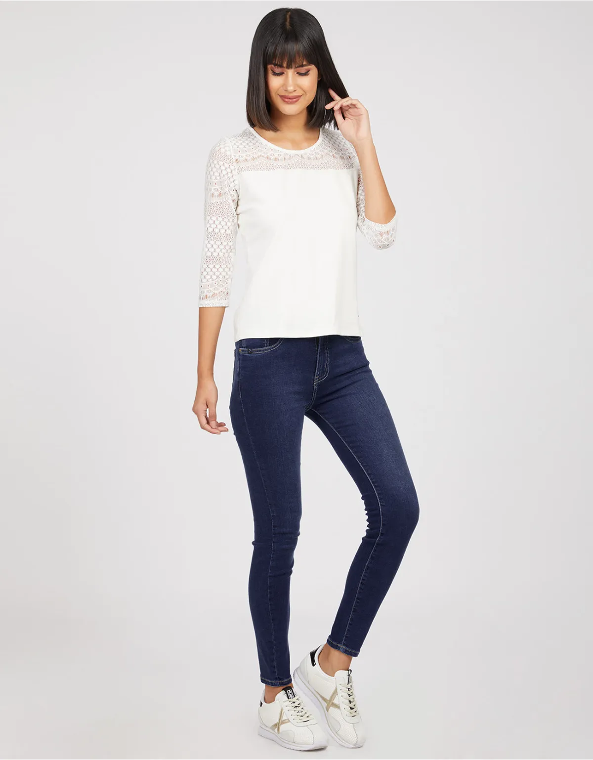 Jean skinny azul tiro alto mm