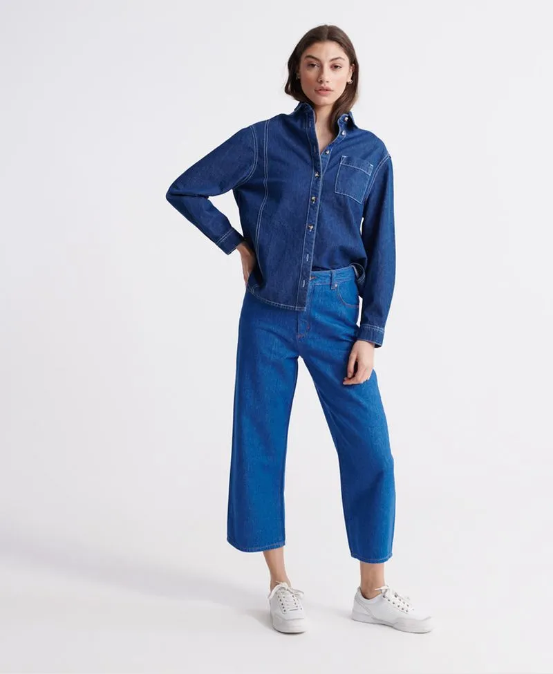 Jean Stretch Para Mujer Wide Leg Crop Superdry 46608