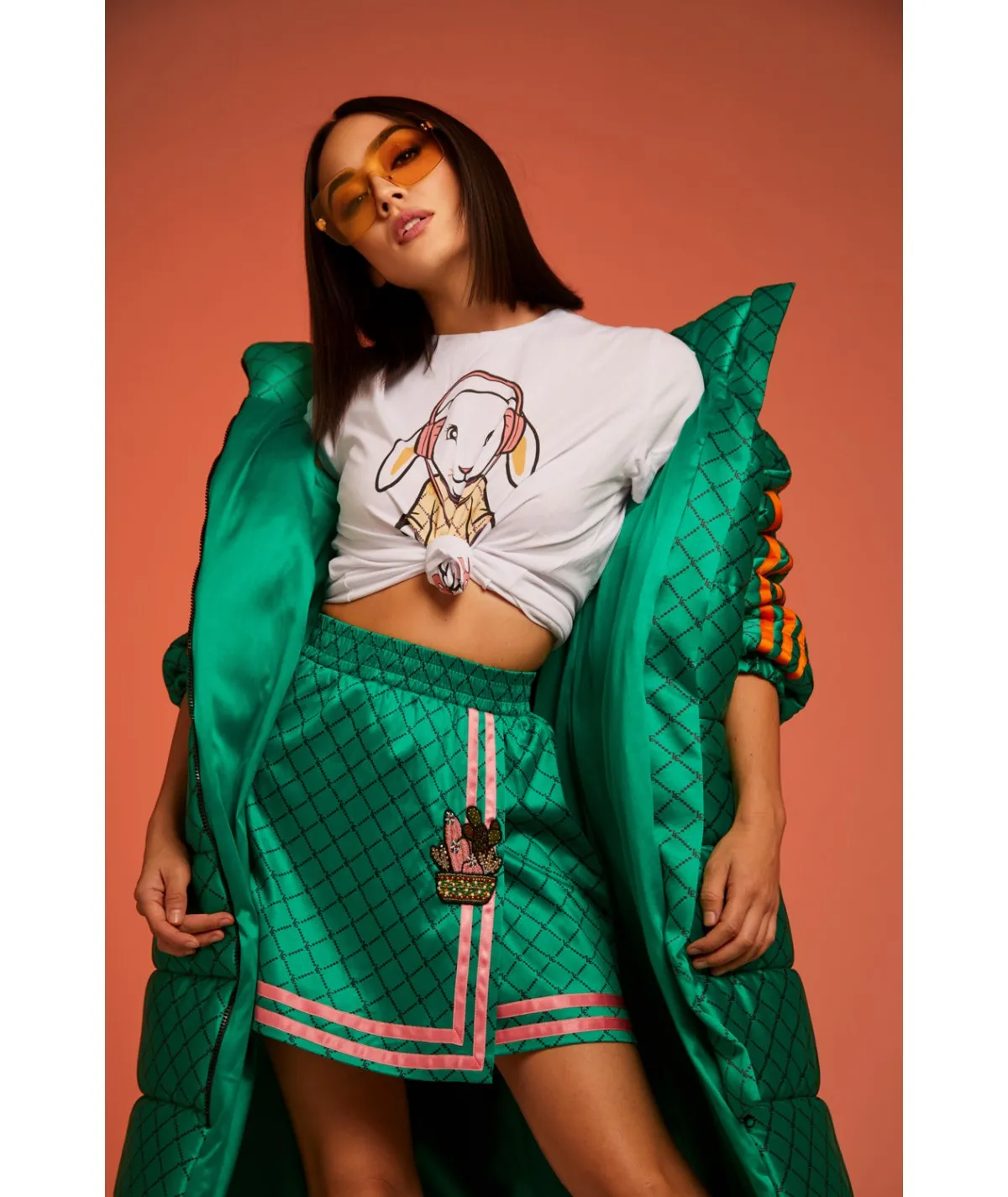 Le Cruel mini falda logomania verde