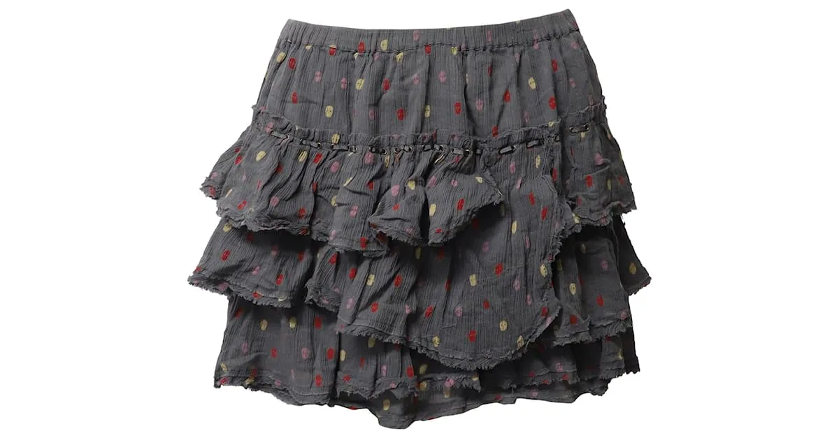 Minifalda de algodón gris con volantes deshilachados a capas de Zadig & Voltaire 