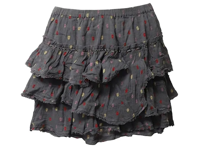 Minifalda de algodón gris con volantes deshilachados a capas de Zadig & Voltaire 