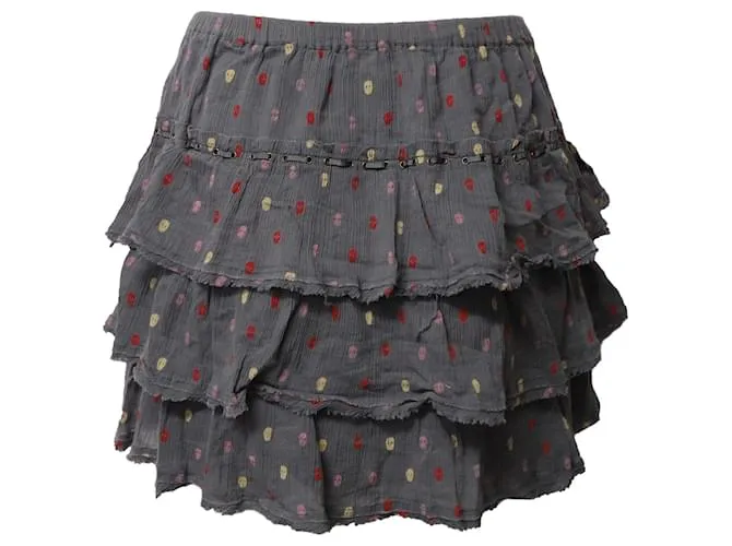 Minifalda de algodón gris con volantes deshilachados a capas de Zadig & Voltaire 