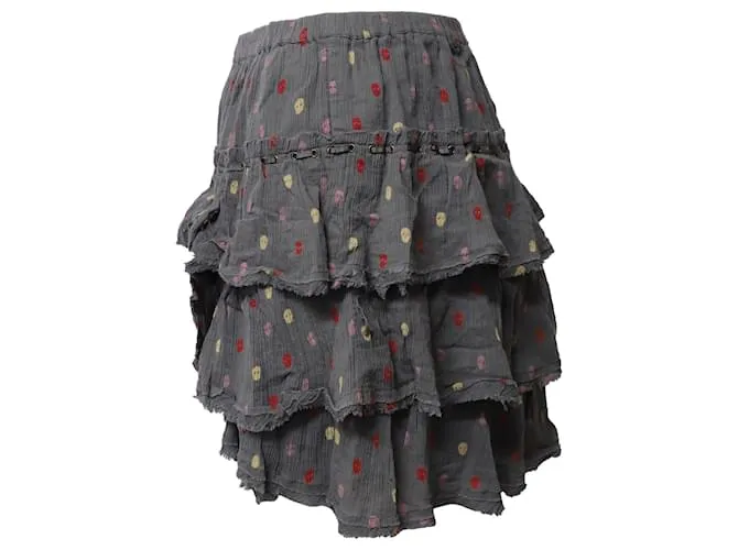 Minifalda de algodón gris con volantes deshilachados a capas de Zadig & Voltaire 