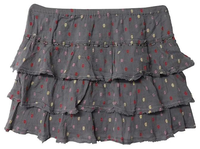 Minifalda de algodón gris con volantes deshilachados a capas de Zadig & Voltaire 