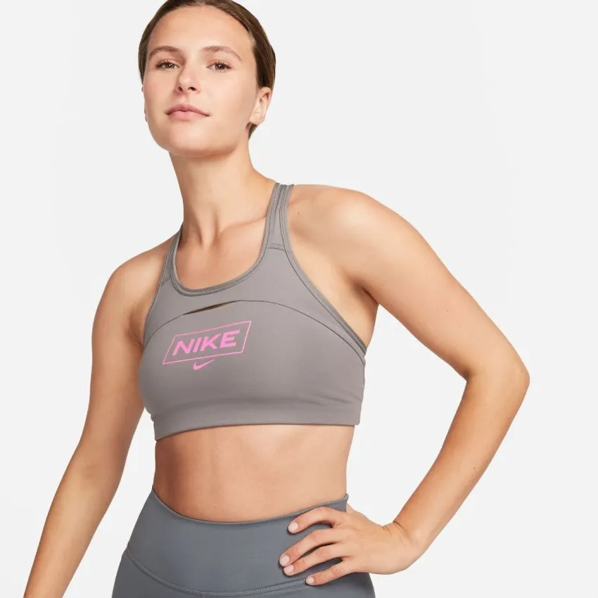 Nike Mujer Sujetadores/Tops Dri Fit Swoosh Medium Support Bra Gris 