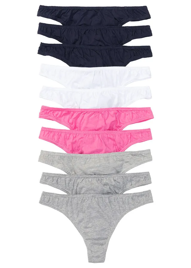 Pack de 10 tangas Azul/blanco/rosa/gris claro jaspeado