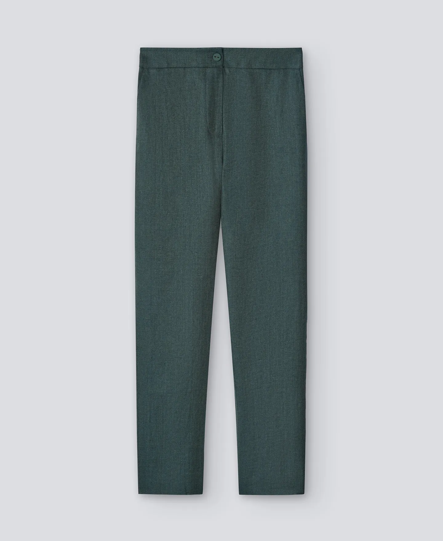 Pantalón en lino europeo verde mujer