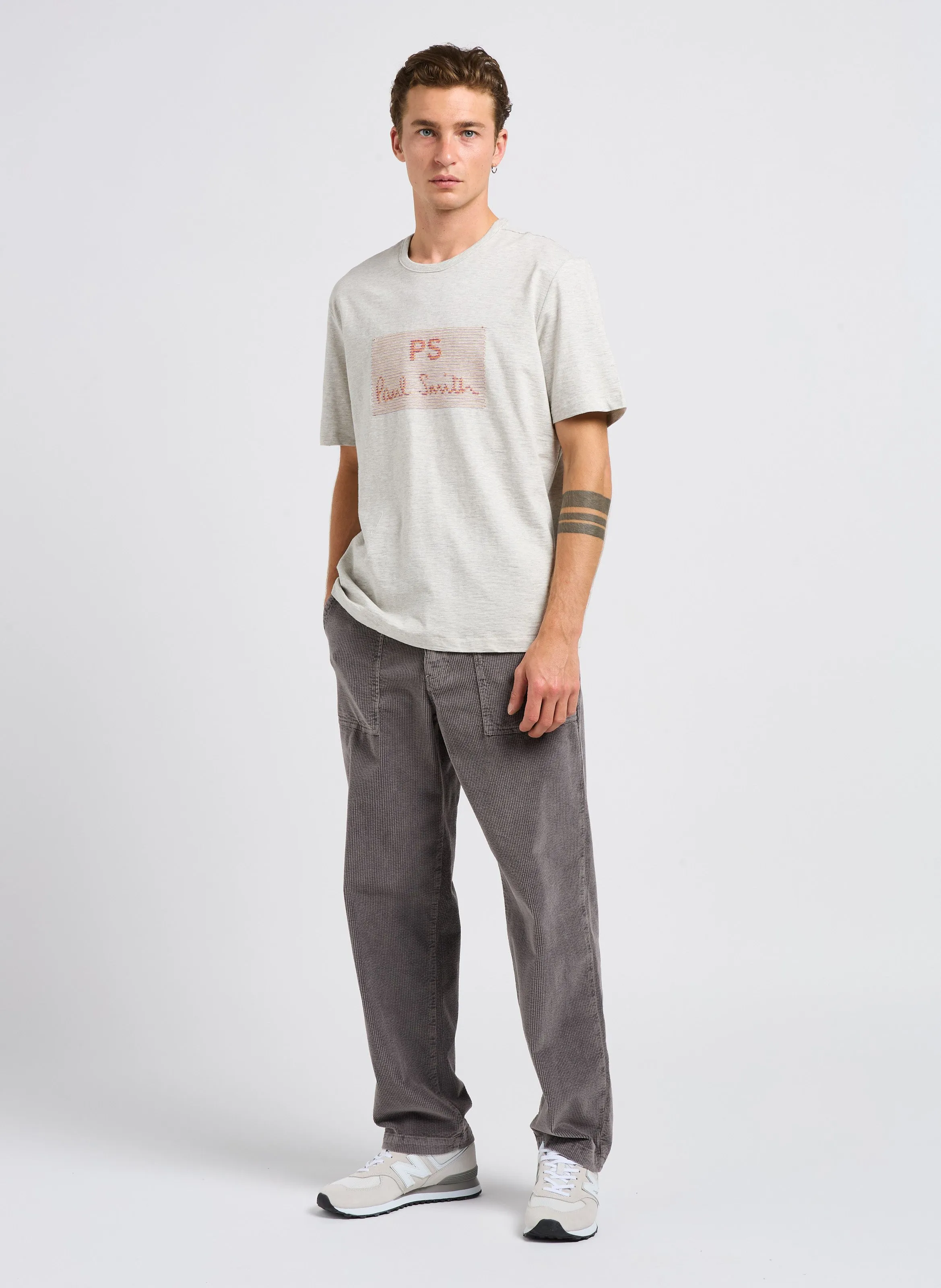 PAUL SMITH Pantalón regular fit de pana en gris