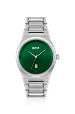 Reloj con esfera verde y pulsera de eslabones