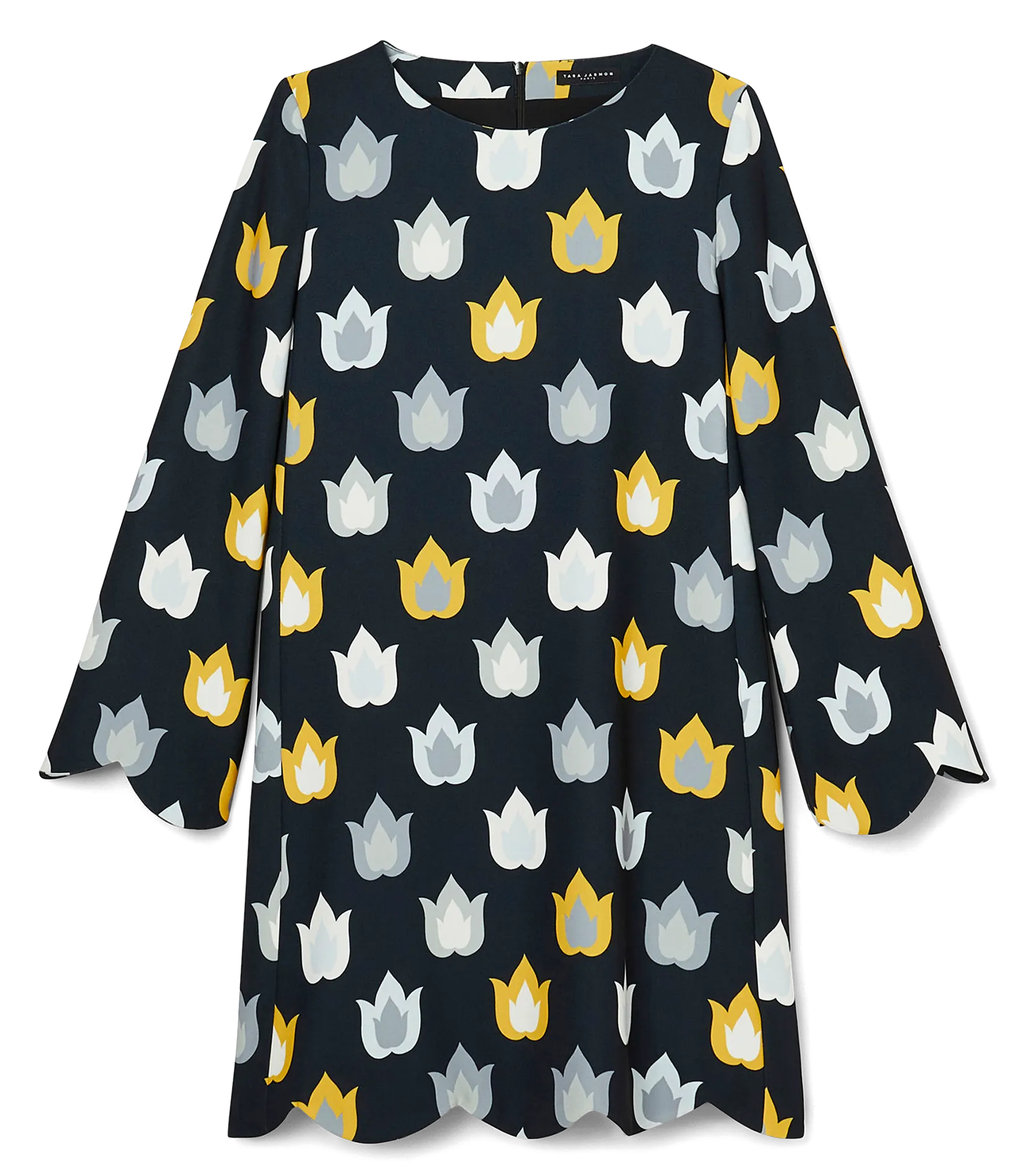 TARA JARMON RUODA  ROBE COURTE COL ROND IMPRIMéE EN GRIS