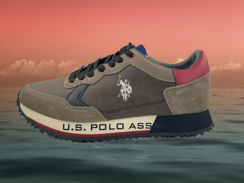 U. S. POLO ASSN. | SNEAKERS (ZAPATILLAS) DE HOMBRE ECOPIEL Y ECOANTE MARRóN, ROJO Y AZUL MARINO MANCHESTER