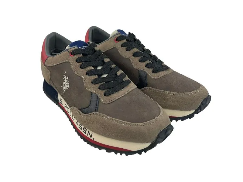 U. S. POLO ASSN. | SNEAKERS (ZAPATILLAS) DE HOMBRE ECOPIEL Y ECOANTE MARRóN, ROJO Y AZUL MARINO MANCHESTER