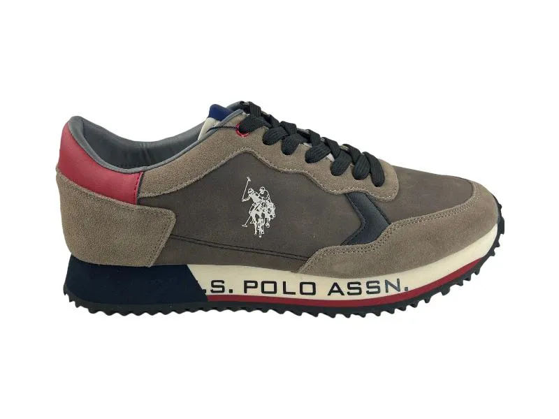 U. S. POLO ASSN. | SNEAKERS (ZAPATILLAS) DE HOMBRE ECOPIEL Y ECOANTE MARRóN, ROJO Y AZUL MARINO MANCHESTER