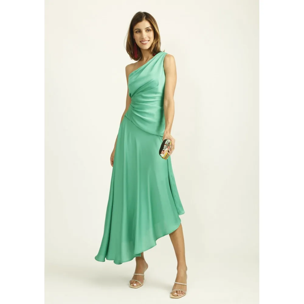 Vestido ALBA CONDE semientallado verde