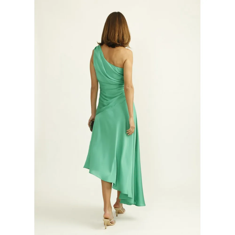 Vestido ALBA CONDE semientallado verde