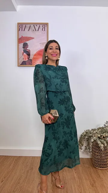 Vestido Invitada Flora Verde