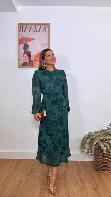 Vestido Invitada Flora Verde