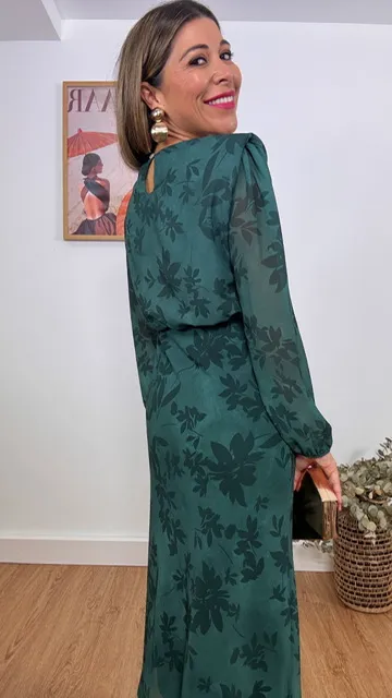 Vestido Invitada Flora Verde